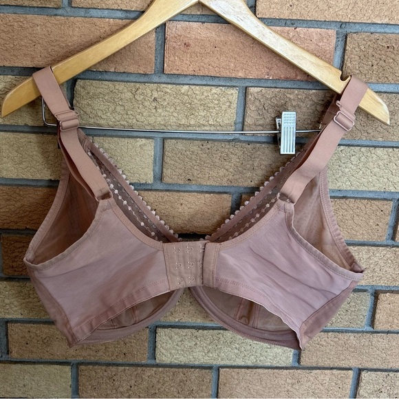 Elomi Matilda Full Figure Unlined Underwire Plunge Bra Tan/Pink Size 34L - Picture 3 of 4